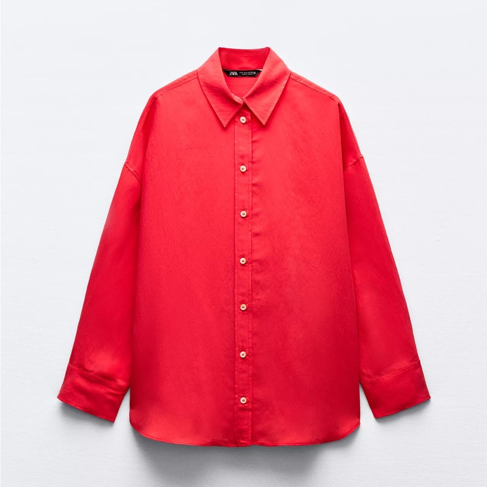 ZARA Oversized Candy Apple Red Blouse